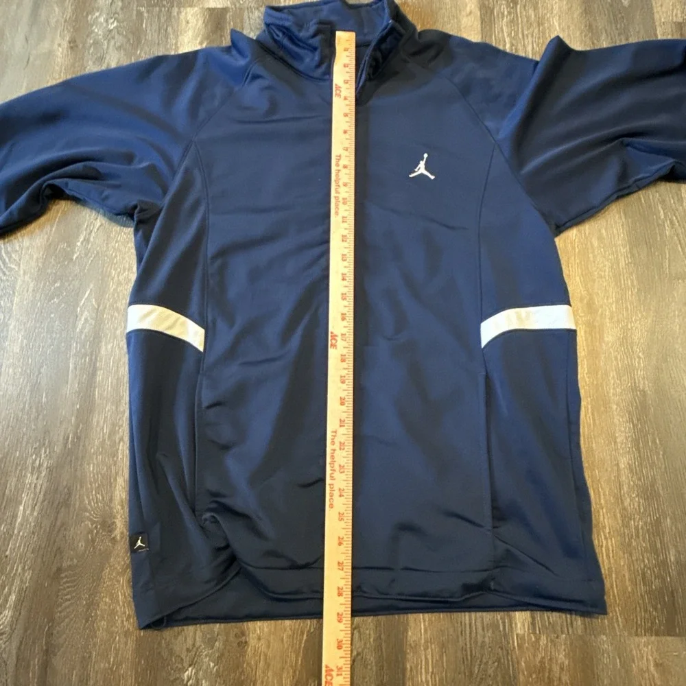Jordan Full Zip Jacket Men's Medium Blue White Fleece Lined Elastic Waist